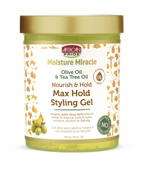 African Pride  Gel per Styling Tenuta Massima con olio di oliva e tea tree 18 OZ