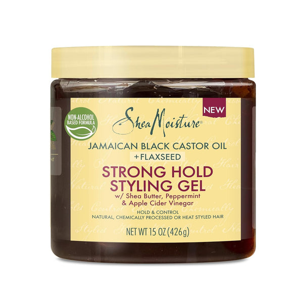 SheaMoisture Gel Coiffant à Fixation Forte à l'Huile de Ricin Noir Jamaïcain et Graines de Lin 426ml