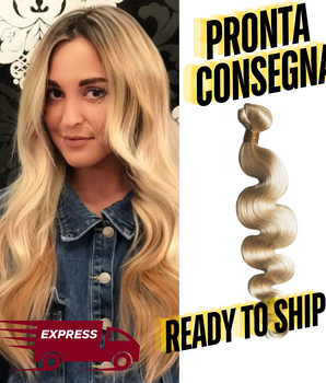 PRONTA CONSEGNA - Extensione mosso 613 biondo capelli veri 100g