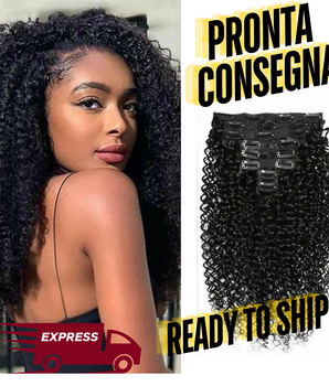 PRONTA CONSEGNA - Extension Ricci con Clip Capelli Veri 95-100g